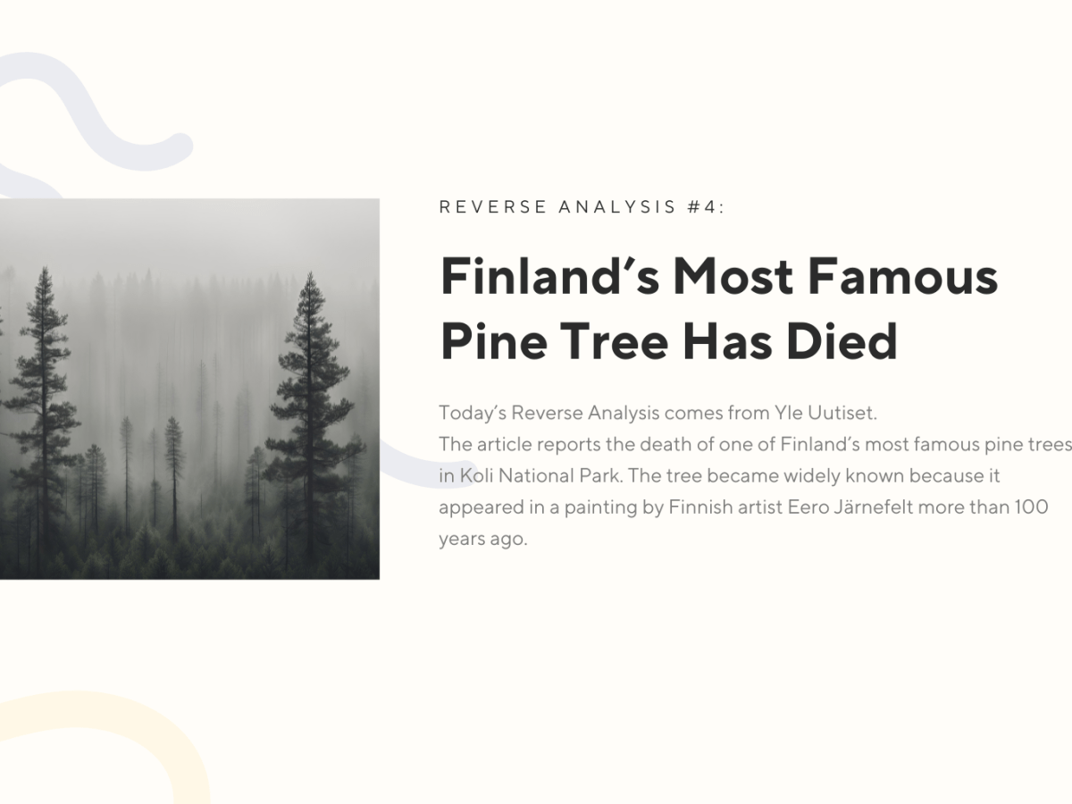 Reverse Analysis #4 – Finland’s Most Famous Pine Tree Has&nbsp;Died